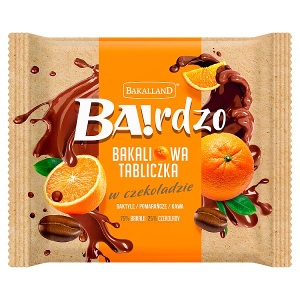 Bakalland Ba!rdzo Bakaliowa tabliczka w czekoladzie daktyle pomarańcze kawa 65 g
