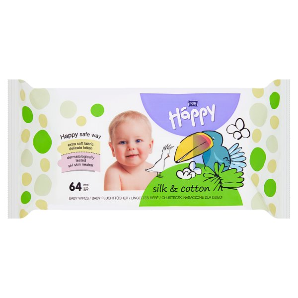 Bella Baby Happy Silk &amp; Cotton Chusteczki nasączone dla dzieci 64 sztuki
