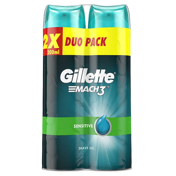 Gillette Mach3 Complete Defense Sensitive Żel do golenia dla mężczyzn 2x200 ml