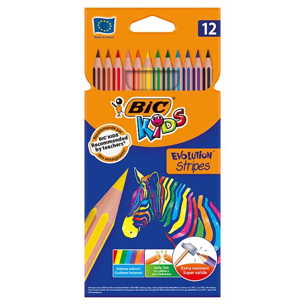 BiC Kids Evolution Stripes Kredki ołówkowe 12 kolorów