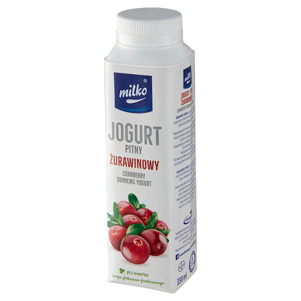 Milko Jogurt pitny żurawinowy 330 ml