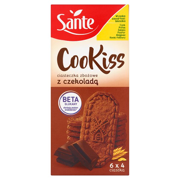 Sante Cookiss Ciasteczka zbożowe z czekoladą 300 g (6 x 50 g)