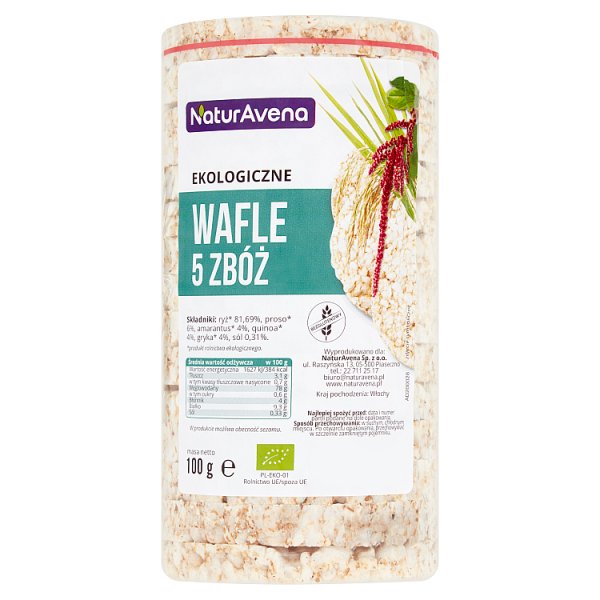 NaturAvena Ekologiczne wafle 5 zbóż 100 g