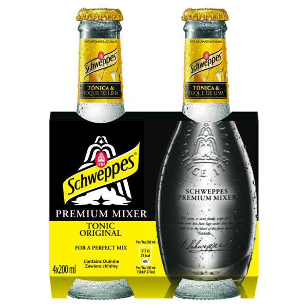 Schweppes Premium Mixer Tonic Original Napój gazowany 4 x 200 ml