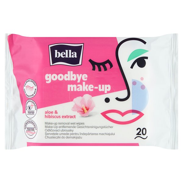 Bella Goodbye Make-up Aloe &amp; Hibiscus Extract Chusteczki do demakijażu 20 sztuk