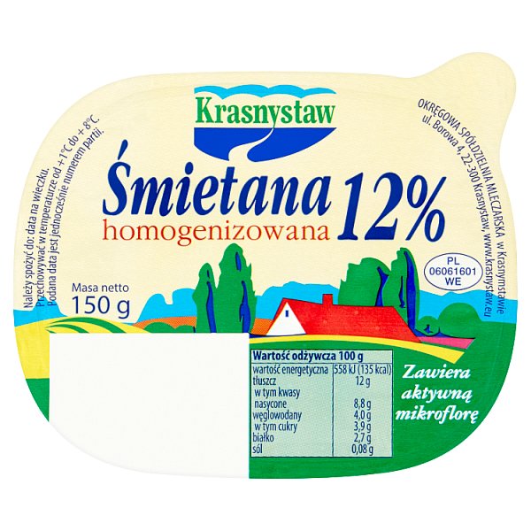 Krasnystaw Śmietana 12% homogenizowana 150 g