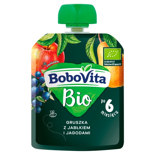 BoboVita Bio Gruszka z jabłkiem i jagodami po 6 miesiącu 80 g