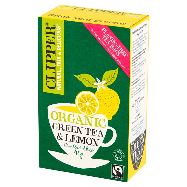 Clipper Herbata zielona z cytryną organiczna 40 g (20 torebek)