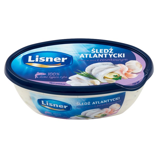 Lisner Śledź atlantycki filety w sosie czosnkowym 160 g