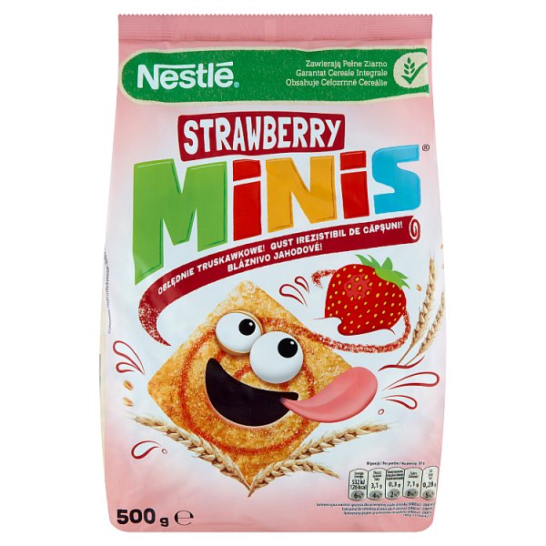 Nestlé Strawberry Minis Płatki śniadaniowe 500 g