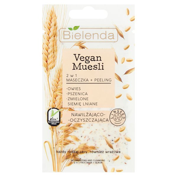 Bielenda Vegan Muesli 2 w 1 Maseczka + Peeling nawilżająco-oczyszczająca 8 g