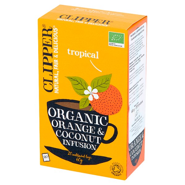 Clipper Herbata z pomarańczą i kokosem organiczna 60 g (20 torebek)