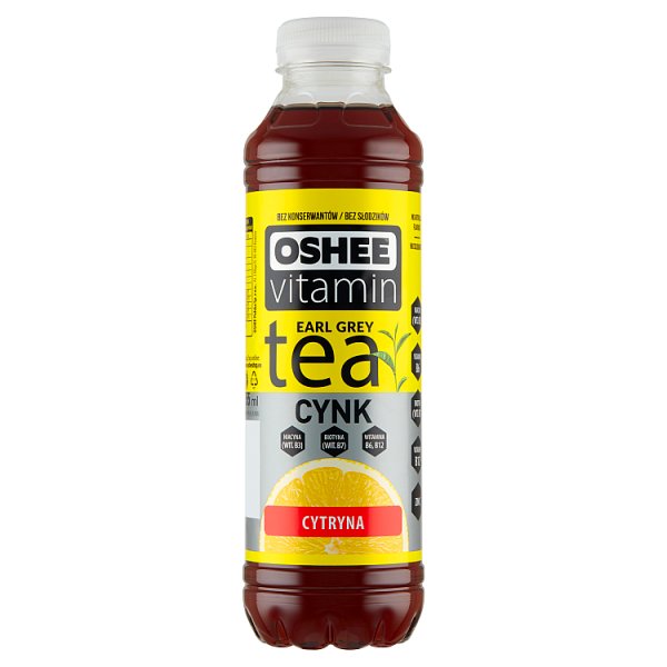 Oshee Vitamin Earl Grey Tea Niegazowany napój herbaciany o smaku cytrynowym 555 ml