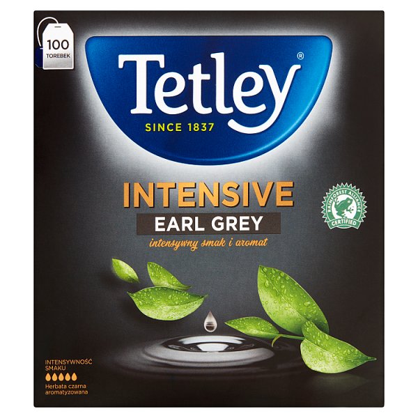 Tetley Intensive Earl Grey Herbata czarna 200 g (100 x 2 g)