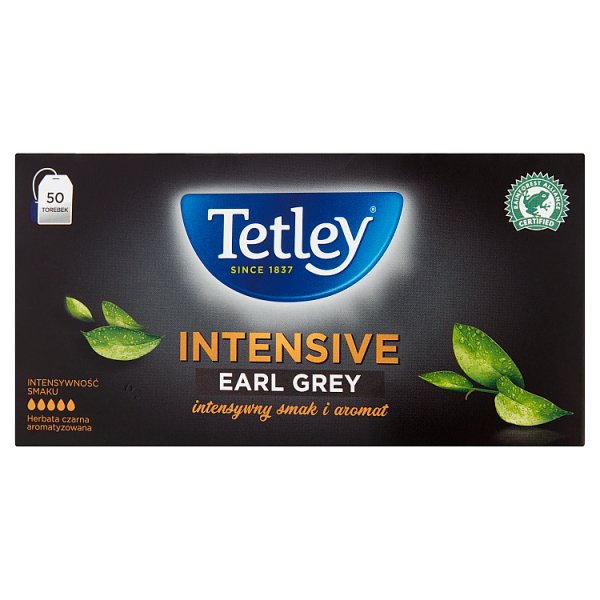 Tetley Intensive Earl Grey Herbata czarna aromatyzowana 100 g (50 x 2 g)