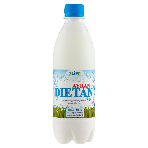 2Life Ayran Dietan Naturalnie gazowany kwaśny napój mleczny 500 ml