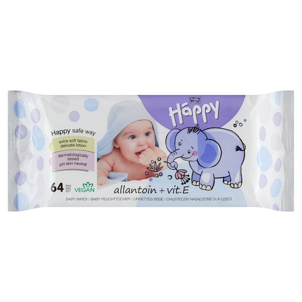 Bella Baby Happy Allantoin + Vit. E Chusteczki nasączone dla dzieci 64 sztuki