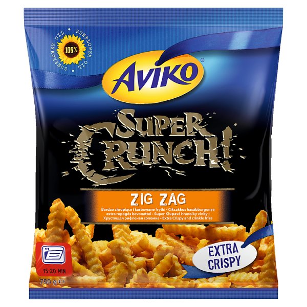 Aviko Super Crunch Zig Zag Bardzo chrupiące i karbowane frytki 750 g