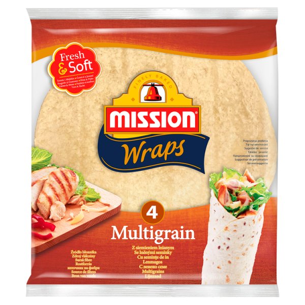 Mission Wraps Tortille z mąki pszennej z siemieniem lnianym 245 g (4 sztuki)