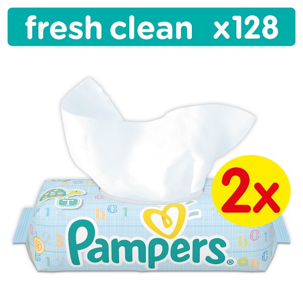 Pampers Fresh Clean Chusteczki dla niemowląt, 2 x 64 sztuki