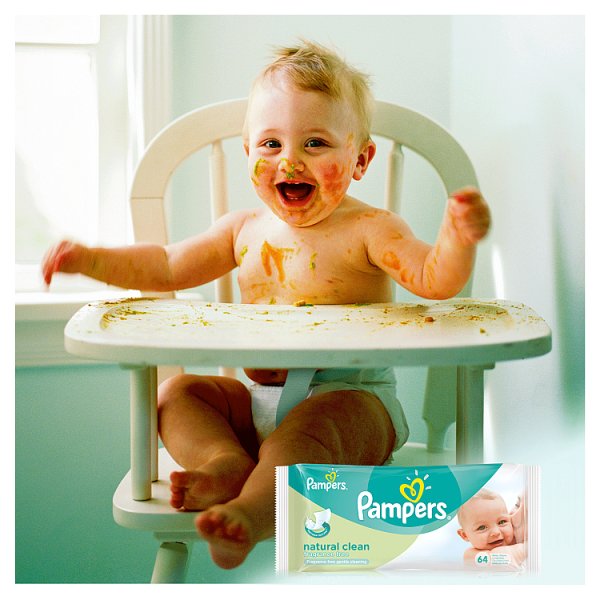 Pampers Natural Clean chusteczki dla niemowląt 2 x 64 sztuki