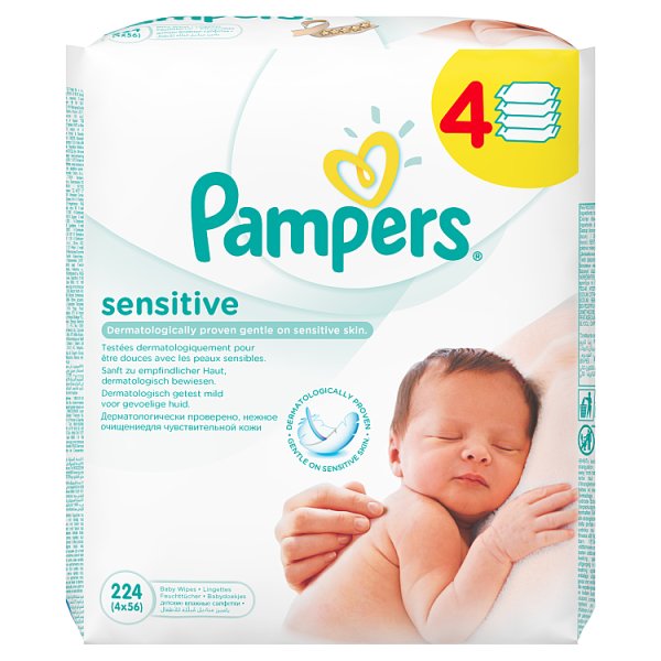 Pampers Sensitive chusteczki dla niemowląt 4 x 56 sztuk