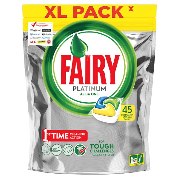 Fairy Platinum All in One Lemon Kapsułki do zmywarki 45 sztuk