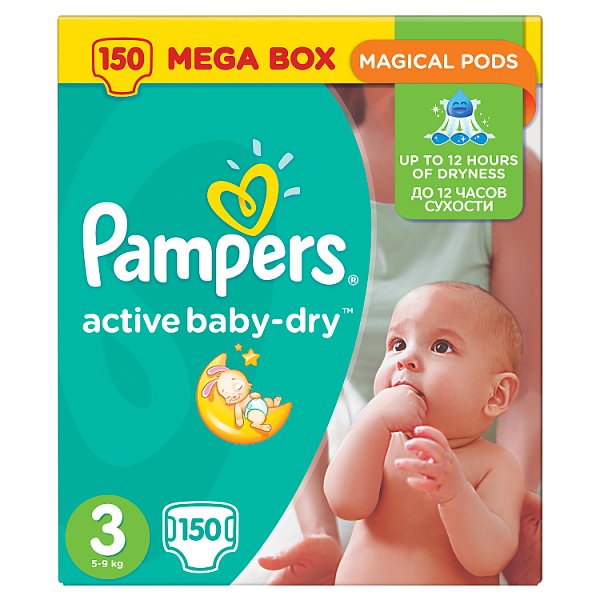 Pampers Active Baby-Dry rozmiar 3 (Midi), 150 pieluszek