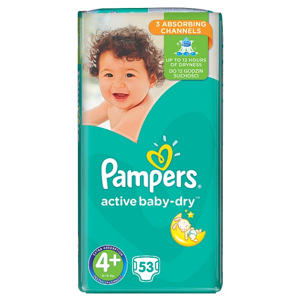 Pampers Active Baby-Dry rozmiar 4+ (Maxi+), 53 pieluszek
