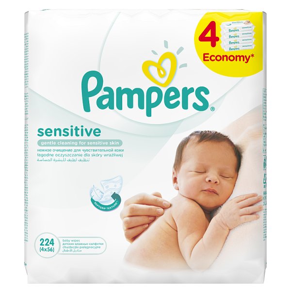 Pampers Sensitive Chusteczki 4x56 sztuk