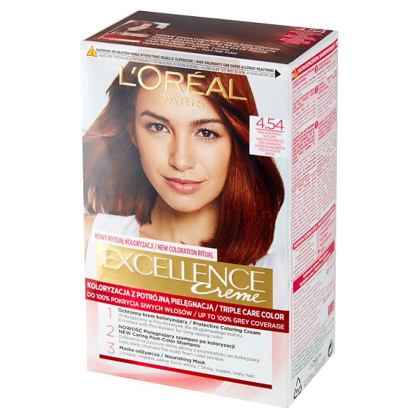 L&#039;Oréal Paris Excellence Farba do włosów brąz mahoniowo-miedziany 4.54