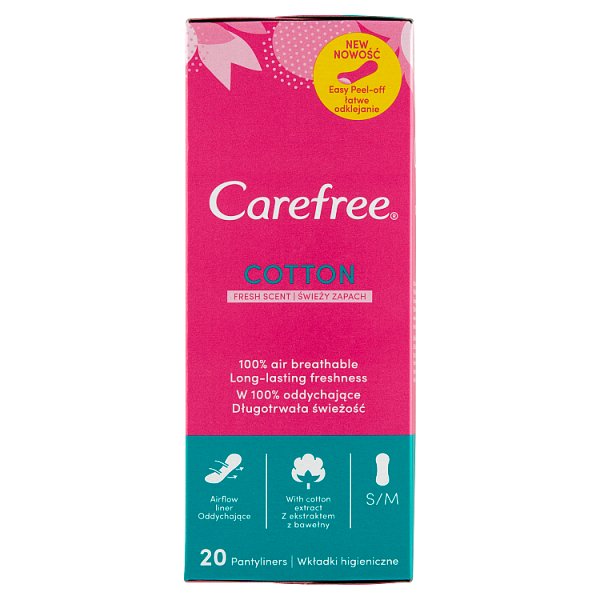 Carefree Cotton Wkładki higieniczne świeży zapach 20 sztuk