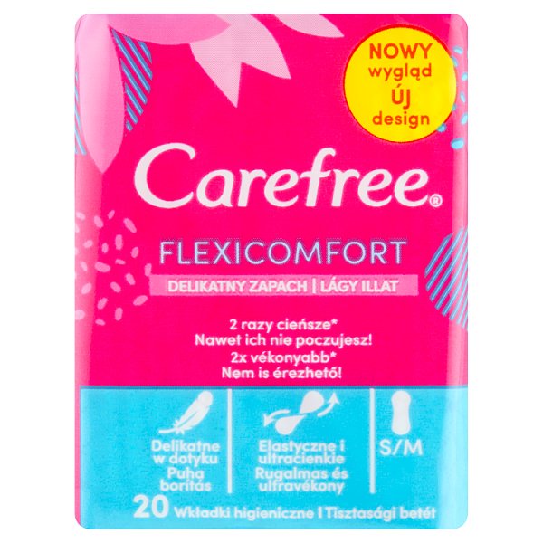 Carefree FlexiComfort Wkładki higieniczne delikatny zapach 20 sztuk