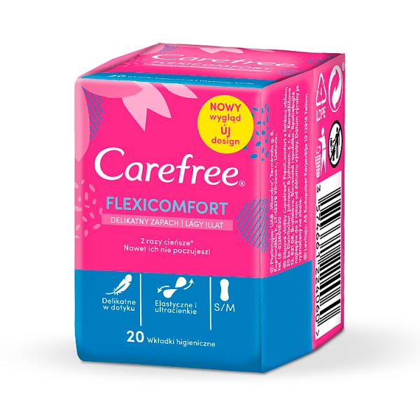 Carefree FlexiComfort Wkładki higieniczne delikatny zapach 20 sztuk