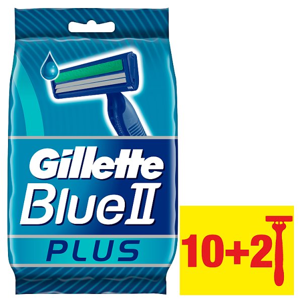 Gillette Blue II Plus Jednorazowe maszynki do golenia dla mężczyzn, 10+2 sztuki