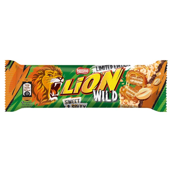 Lion Sweet &amp; Salty Nadziewany wafel z karmelem orzechami płatkami pszennymi i mleczną czekoladą 30 g