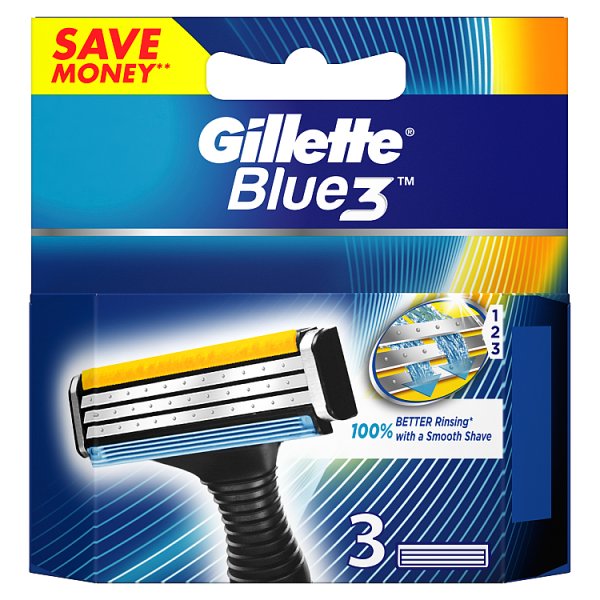 Gillette Blue3 Ostrza wymienne do maszynki do golenia dla mężczyzn, 3 sztuki