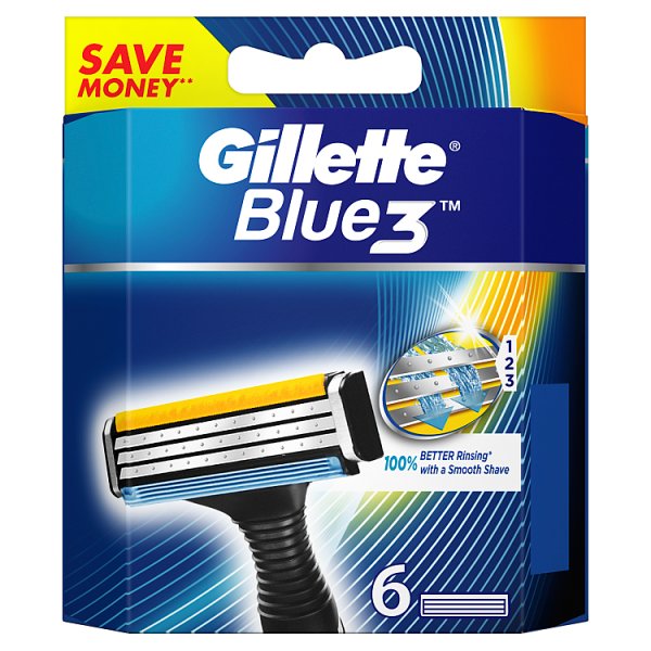 Gillette Blue3 Ostrza Wymienne Do Maszynki Do Golenia Dla Mężczyzn, 6 sztuk