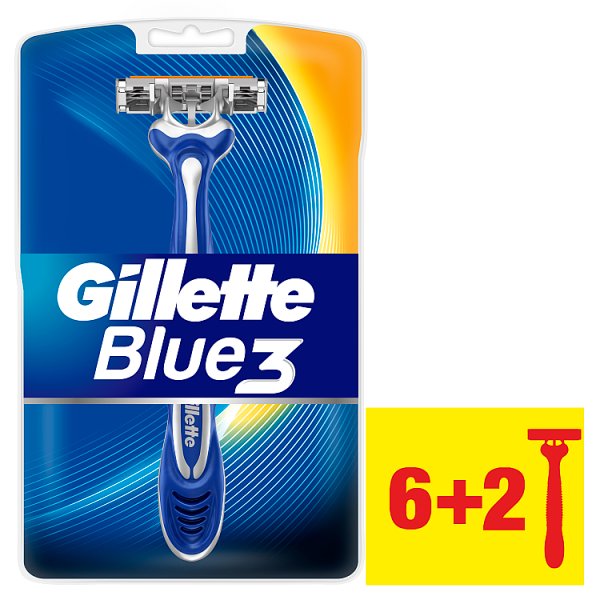 Gillette Blue3 Jednorazowe maszynki do golenia dla mężczyzn, 6+2 sztuki