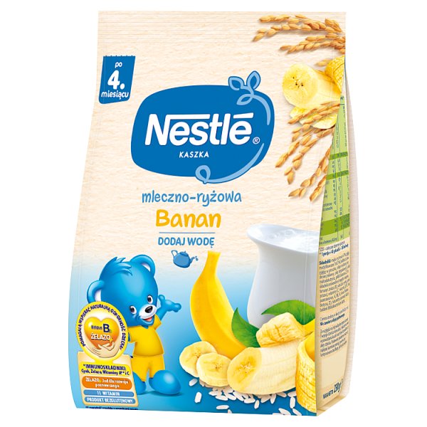 Nestlé Kaszka mleczno-ryżowa banan dla niemowląt po 4. miesiącu 230 g