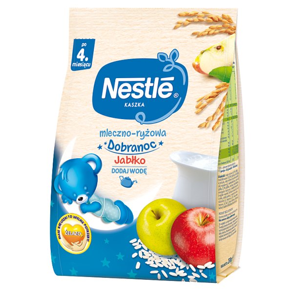 Nestlé Kaszka dobranoc mleczno-ryżowa jabłko dla niemowląt po 4. miesiącu 230 g