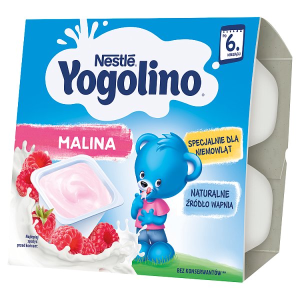 Nestlé Yogolino Deserek mleczno-owocowy malina dla niemowląt po 6. miesiącu 400 g (4 x 100 g)