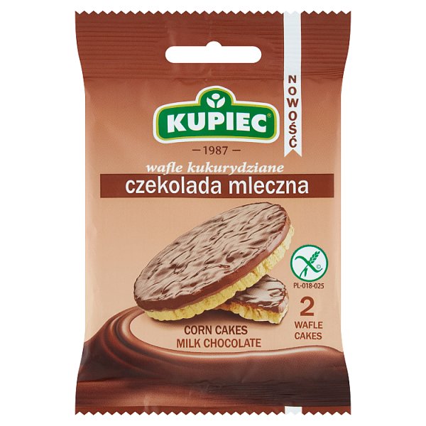 Kupiec Wafle kukurydziane czekolada mleczna 28 g (2 sztuki)