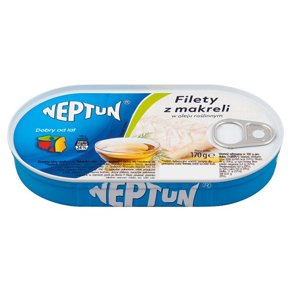 Neptun Filety z makreli w oleju roślinnym 170 g
