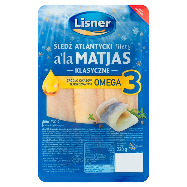 Lisner Śledź atlantycki filety a&#039;la Matjas klasyczne 220 g