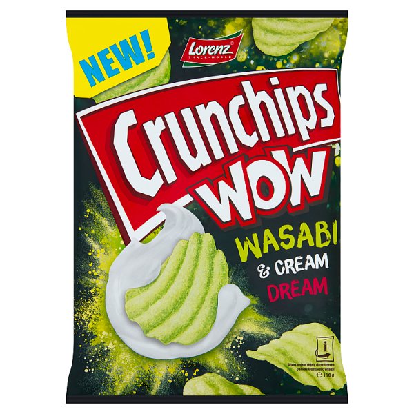 Crunchips Wow Grubo krojone chipsy ziemniaczane o smaku kremowego wasabi 110 g