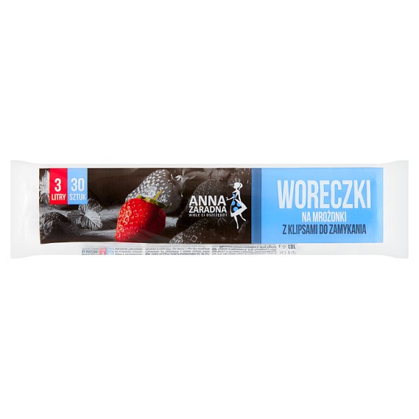 Anna Zaradna Woreczki na mrożonki z klipsami do zamykania 3 l 30 sztuk