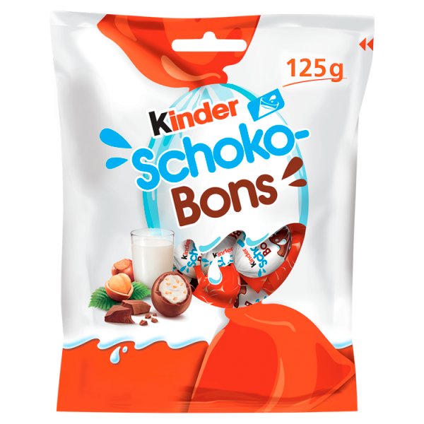 Kinder Schoko-Bons Czekoladki z mlecznej czekolady z nadzieniem mlecznym i orzechami 125 g