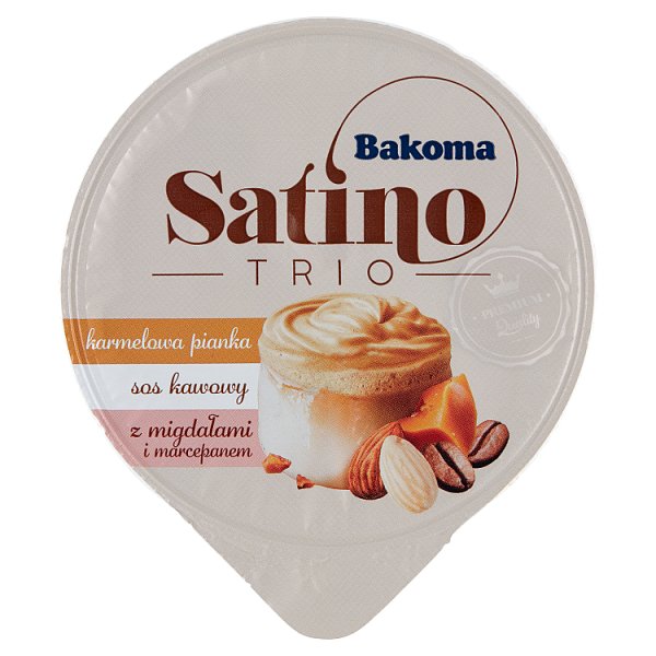 Bakoma Satino Trio Deser karmelowa pianka sos kawowy z migdałami i marcepanem 100 g