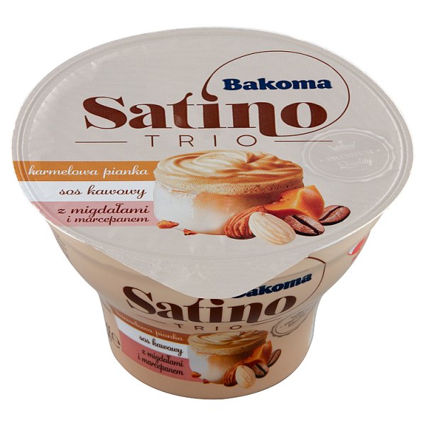 Bakoma Satino Trio Deser karmelowa pianka sos kawowy z migdałami i marcepanem 100 g